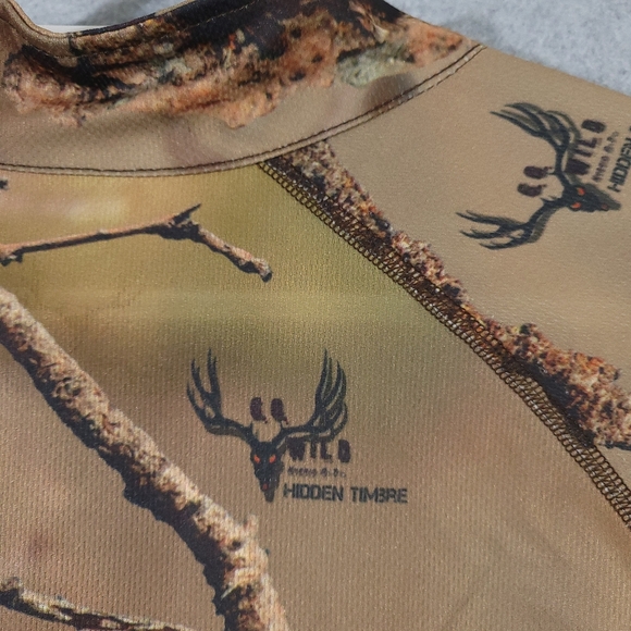 Go Wild Camo Shirt Mens 3XL Long Sleeve 1/2 Zip Base Layer Hidden Timbre Hunting - Picture 8 of 8